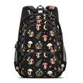 thumbnail image 2 of Mushroom and Moon Black Pattern Backpack for School, Cute School Bag with Adjustable Shoulder Straps and Padded Back, 16.9"x12.6"x5.9", 2 of 5