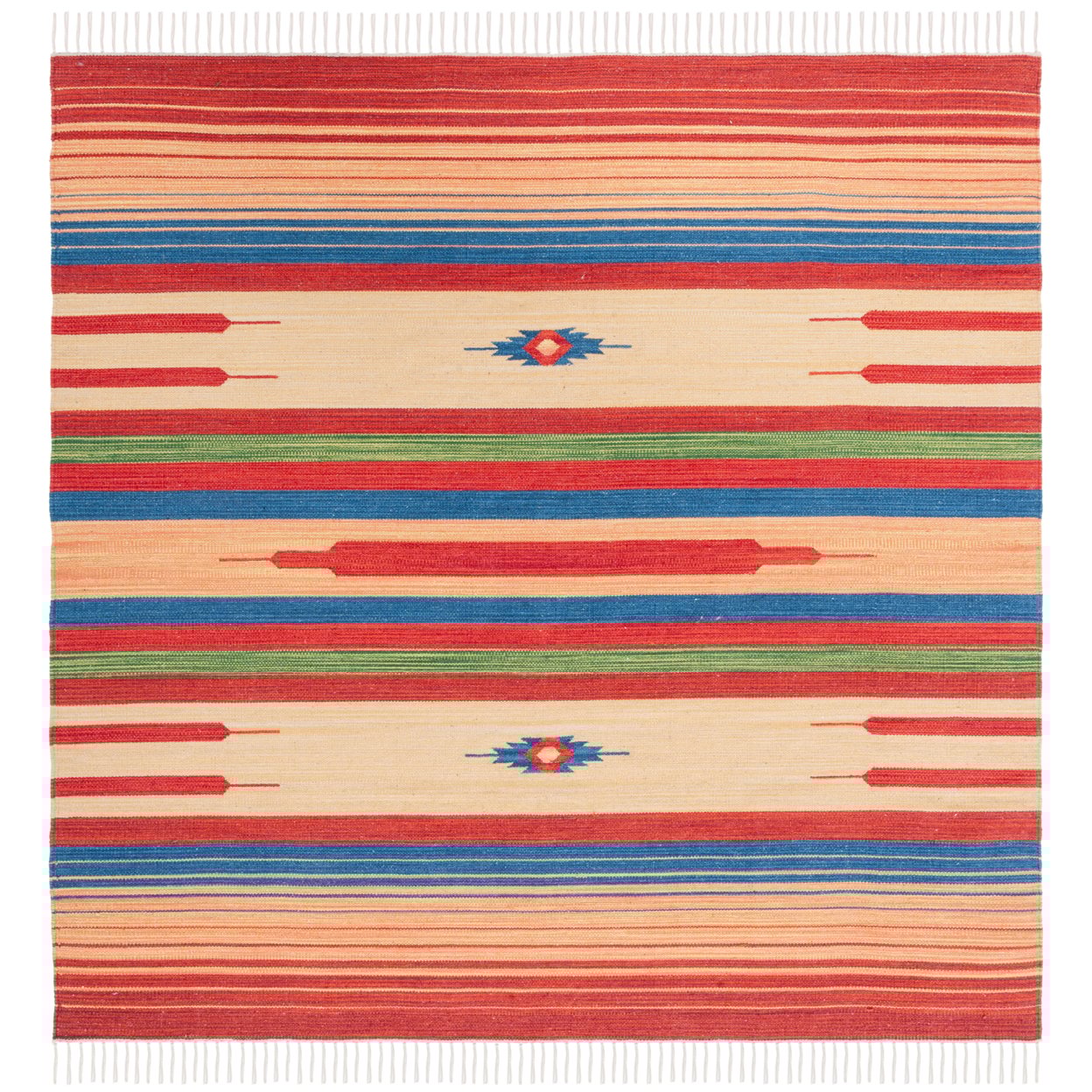 thumbnail image 6 of SAFAVIEH Montauk Jaslyn Southwestern Cotton Area Rug, Red/Blue, 6' x 6' Round, 6 of 10