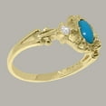 thumbnail image 4 of LBG British Made 14k Yellow Gold Natural Turquoise & Cubic Zirconia Womens Promise Ring - 33 size options - Size 10.75, 4 of 8