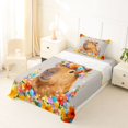 thumbnail image 5 of Manfei Cartoon Capybara Twin Sheets,Cute Wildflowers Pattern Bedding,Multicolor,3pcs,1 Fitted Sheet and 1 Pillowcase, 5 of 6
