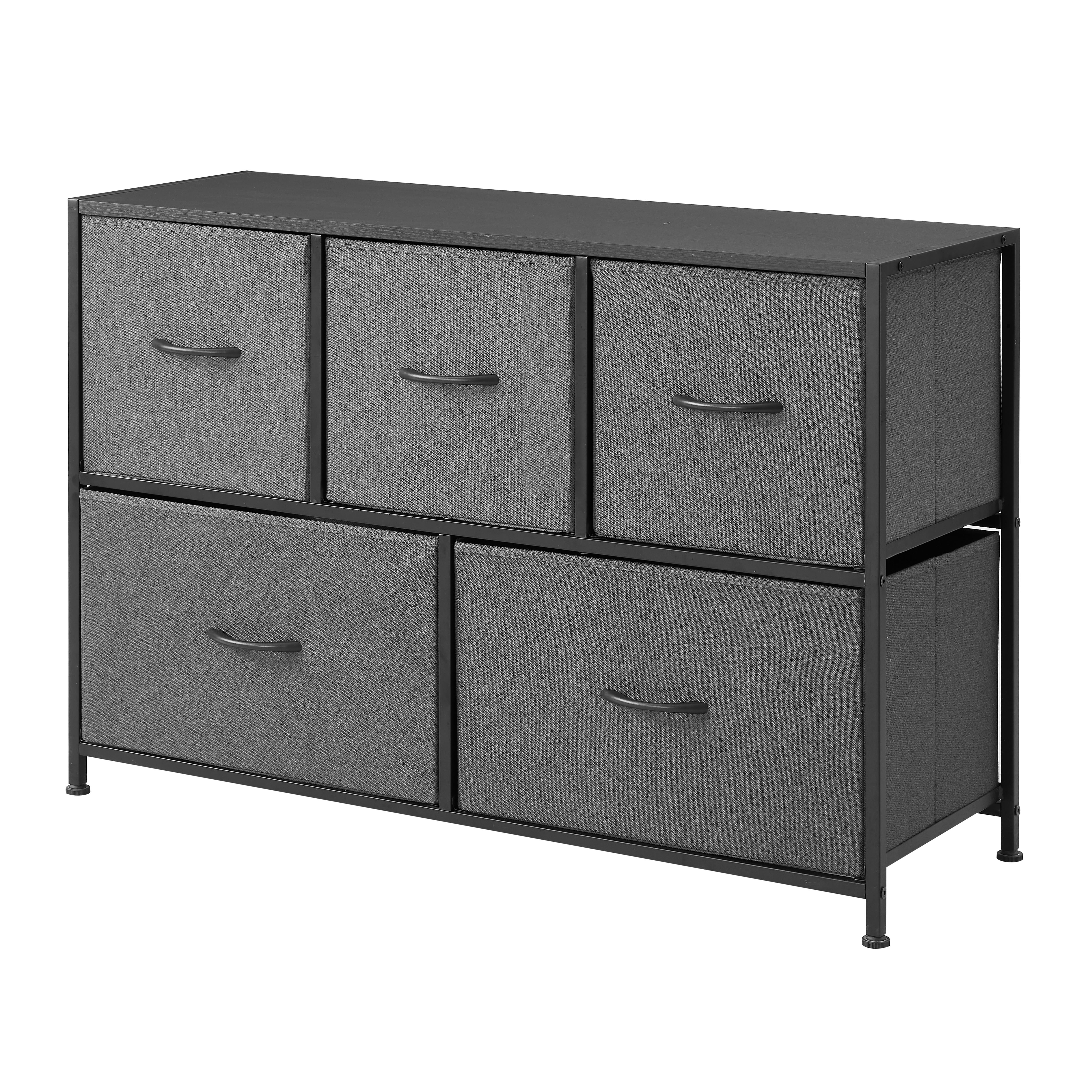 Mainstays 5 Drawer Fabric Storage Dresser for Bedroom, Grey  (图3)