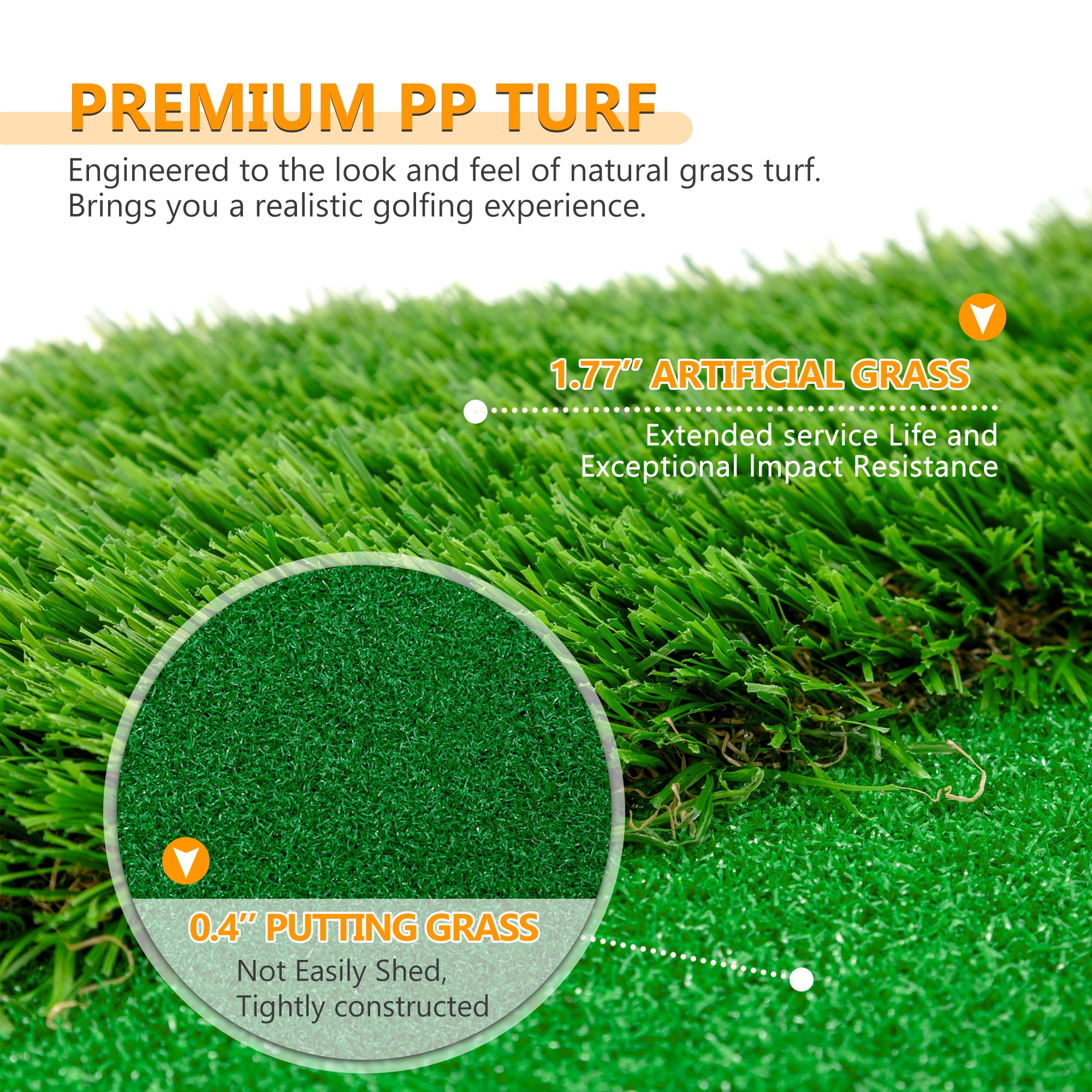 EUROCO 10x5FT Golf Putting Green, Indoor/Outdoor Golf Training Mat, Professional Golfing Practice with 3 Holes, 3 Flags and Cup