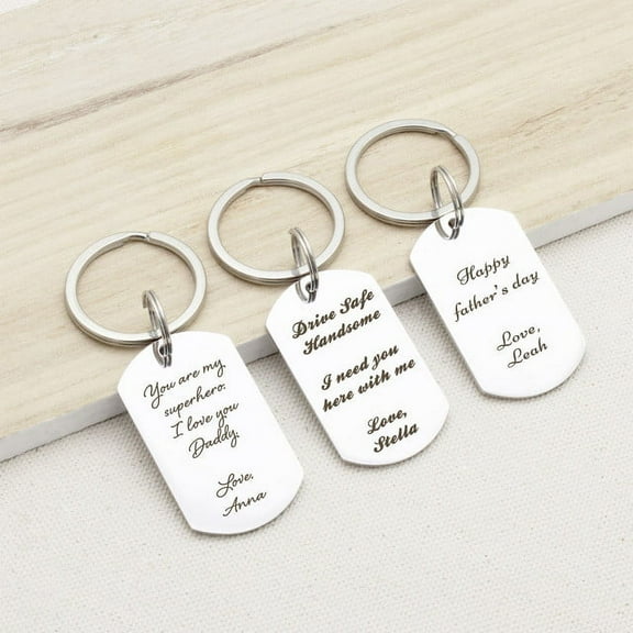 Anavia Personalized Actual Handwriting Dog Tag - Engraved Father's Day Dog Tag - Gift for Dad - Customized Hand Writing Message for Dad - Custom Personalized Keychain