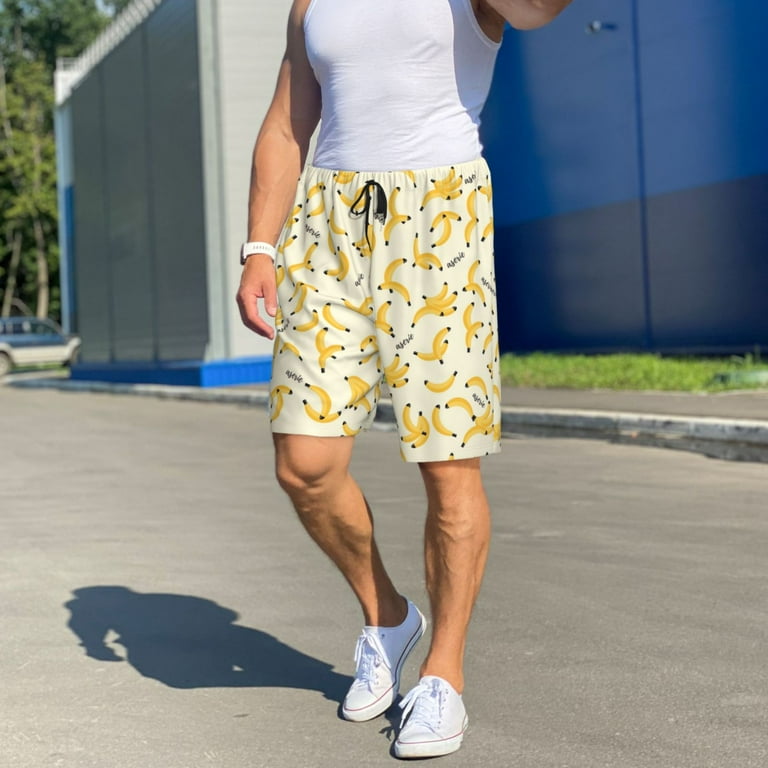 Kuilepa Banana Print Mens Pajama Shorts Lightweight Lounge Pant with Pockets Soft Sleep Pj Shorts for Men Walmart
