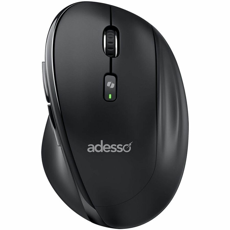 Adesso iMouse A60 Ergonomic Wireless Vertical Mouse, Bluetooth and 2.4GHz Dual Mode with USB-A Receiver, Copilot AI Hotkey, 3 Level DPI 1000/1600/2400, 6 Buttons, Right Hand for Windows