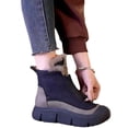 thumbnail image 3 of Botas de nieve deshilachadas con cremallera frontal y suela gruesa para mujer, botas de invierno de algodón cálidas, casuales y cómodas a la moda, 3 of 5