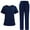 01-Dark Blue, variant on Womens Scrub Sets Stretch Solid Color Scrub Set - Wrinkle-Resistant Fabric, Utility Pockets, Nurse & Caregiver Approved Army Green S