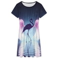 thumbnail image 2 of Flamingo Cosmic Wings Art Dress Fashion Beach Short Sleeve Dresses Female Party Printed Sundress, 2 of 6