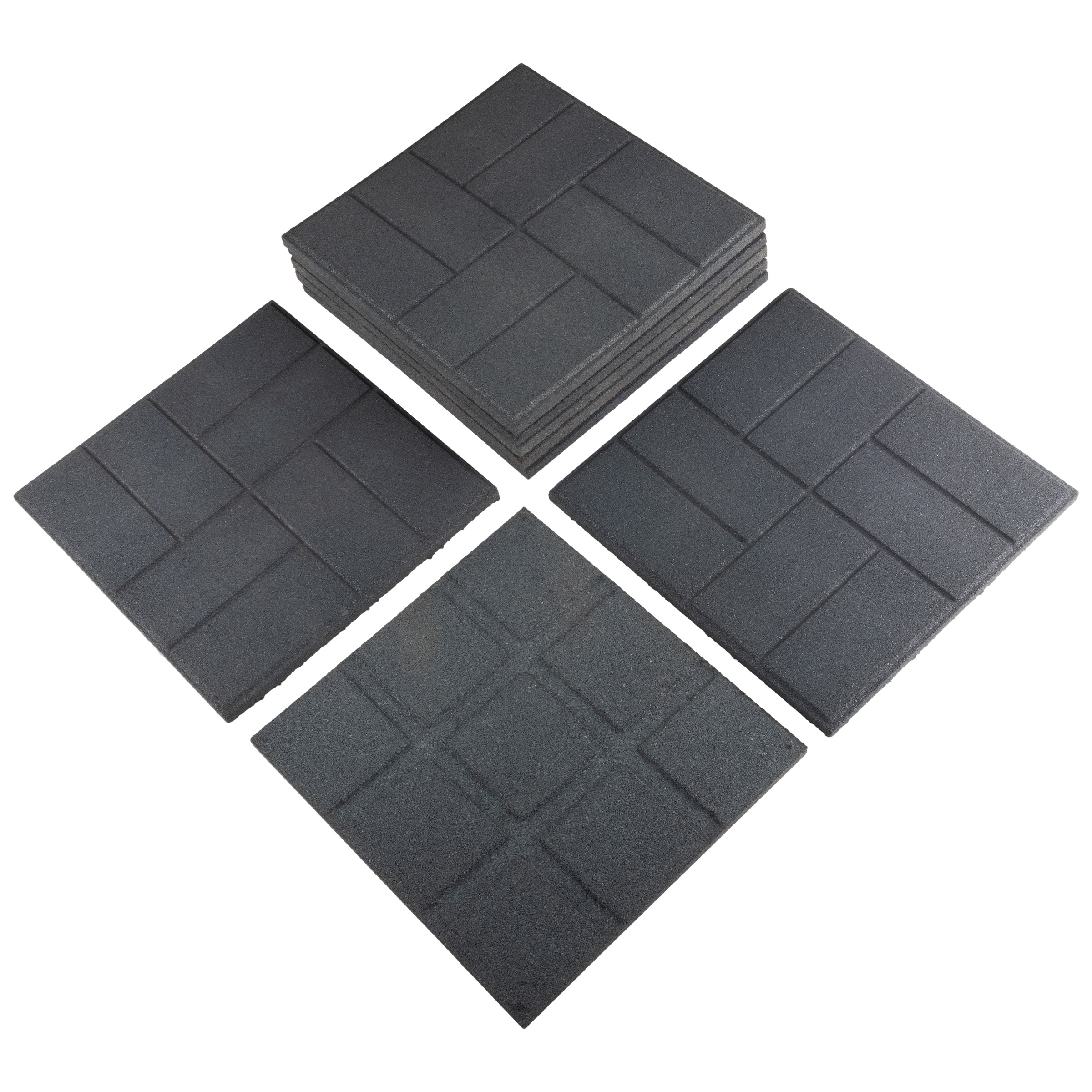 Pure Garden Rubber Deck Tiles 8-Pack - 28SQFT Outdoor Flooring Pavers, Gray