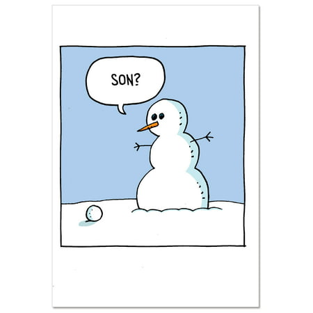 B2556XSG Box Set of 12 Snowman Son Unique Funny Christmas Cards w/ Envelopes,