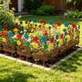 thumbnail image 6 of Vintage Rust Effect Colorful Garden Floral Decorative Wrought Iron Ornament With Ground Spike For Outdoor Display, 6 of 6