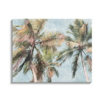 Stupell Industries Tall Looming Breezy Palm Trees Graphic Art Gallery Wrapped Canvas Print Wall Art, Design by Nina Blue