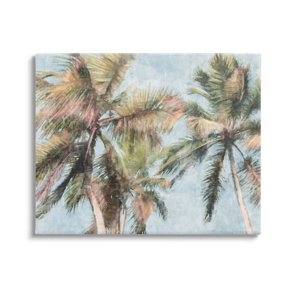 Stupell Industries Tall Looming Breezy Palm Trees Graphic Art Gallery Wrapped Canvas Print Wall Art, Design by Nina Blue