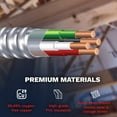 thumbnail image 5 of MC Cable 10/3 - Metal Clad 25ft - Aluminium Armor Stranded Copper Conductor - Cable for Indoor 25 Ft, 5 of 8