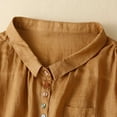 thumbnail image 6 of Mittory Women's Cotton Linen Shirts Summer Short Sleeve Mandarin Collar Chinese Frog Button Down Tops Loose Vintage Blouses, 6 of 7