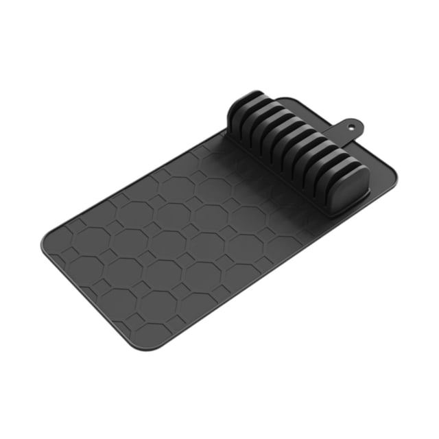 Bandeja de silicona para guardar cuchillos, soporte para cuchillos, tapete de almacenamiento, bloque de cuchillos antideslizante multifuncional, organizador de cuchillos para cajones y Negro