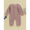 thumbnail image 4 of Bagilaanoe Newborn Baby Girl Boys Jumpsuits Solid Color Print Long Sleeve Bodysuits 3M 6M 9M 12M 18M Infant Fall One Piece Rompers, 4 of 8