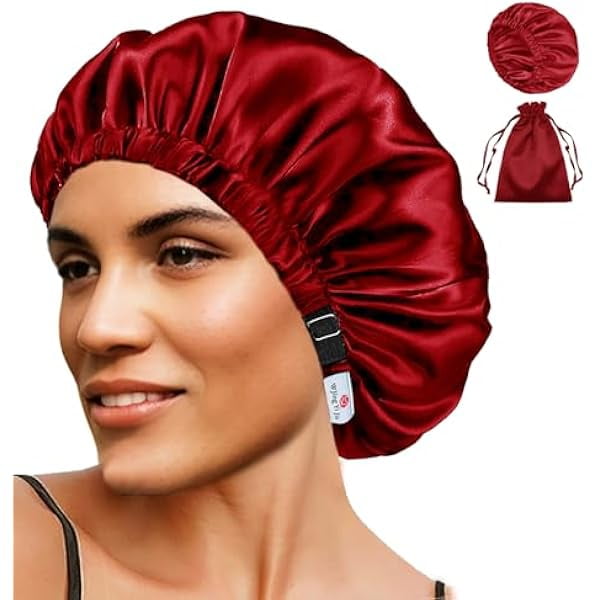 wonima11 Satin Bonnet 2Pcs Silk Bonnet Hair Bonnets For Sleeping Silky Soft Sleep Cap Womens Night Curly Natural Hair Caps