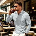 thumbnail image 5 of Sewkxo Men's Polo Shirt Long Sleeve Golf Shirts Lightweight Breathable Cool Shirts,Light Gray 2XL, 5 of 7