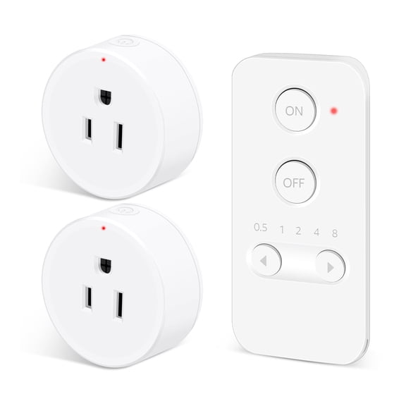 NineLeaf Remote Control Outlet, Wireless Remote Control Electrical Outlet Switch with Countdown Function For Lights, Fans, Christmas Lights, Small Appliance, 15A/1500W, 500FT Range, 1 Remote 2 Outlet