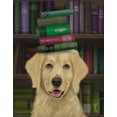thumbnail image 2 of Fab Funky 15x18 White Modern Wood Framed Museum Art Print Titled - Golden Retriever and Books, 2 of 4