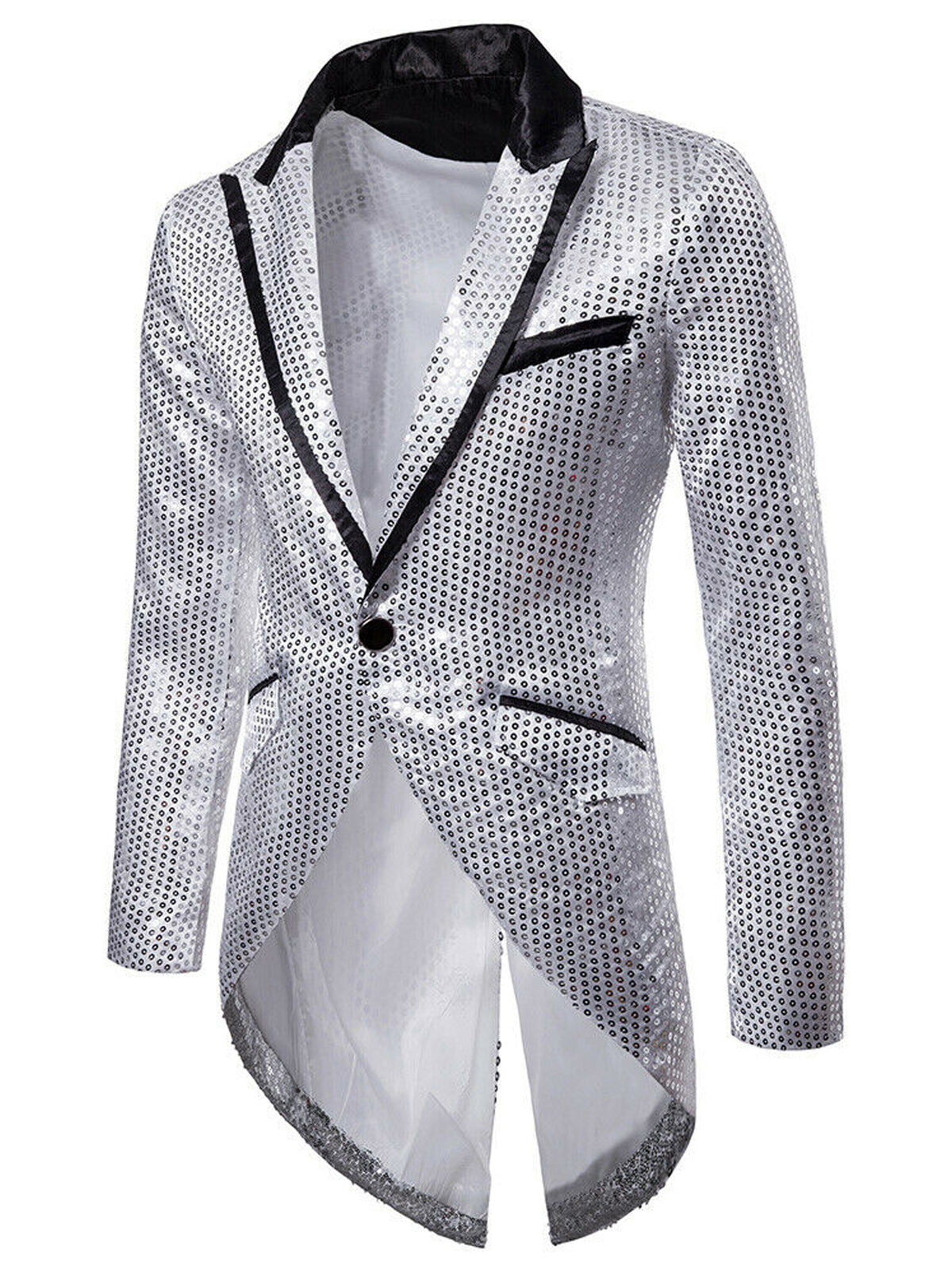 Men's Shiny Sequins Suit Jacket Fancy Cool Slim Fit Blazer One Button Tuxedo for Party,Wedding,Banquet,Prom,Holiday 