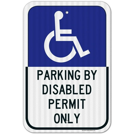 State of Florida Handicap Parking Sign, Parking by Permit Only, 12x18 3M Reflective (EGP) Quality Aluminum, Long Lasting, Easy Mounting, Indoor/Outdoor Use, By SIGO