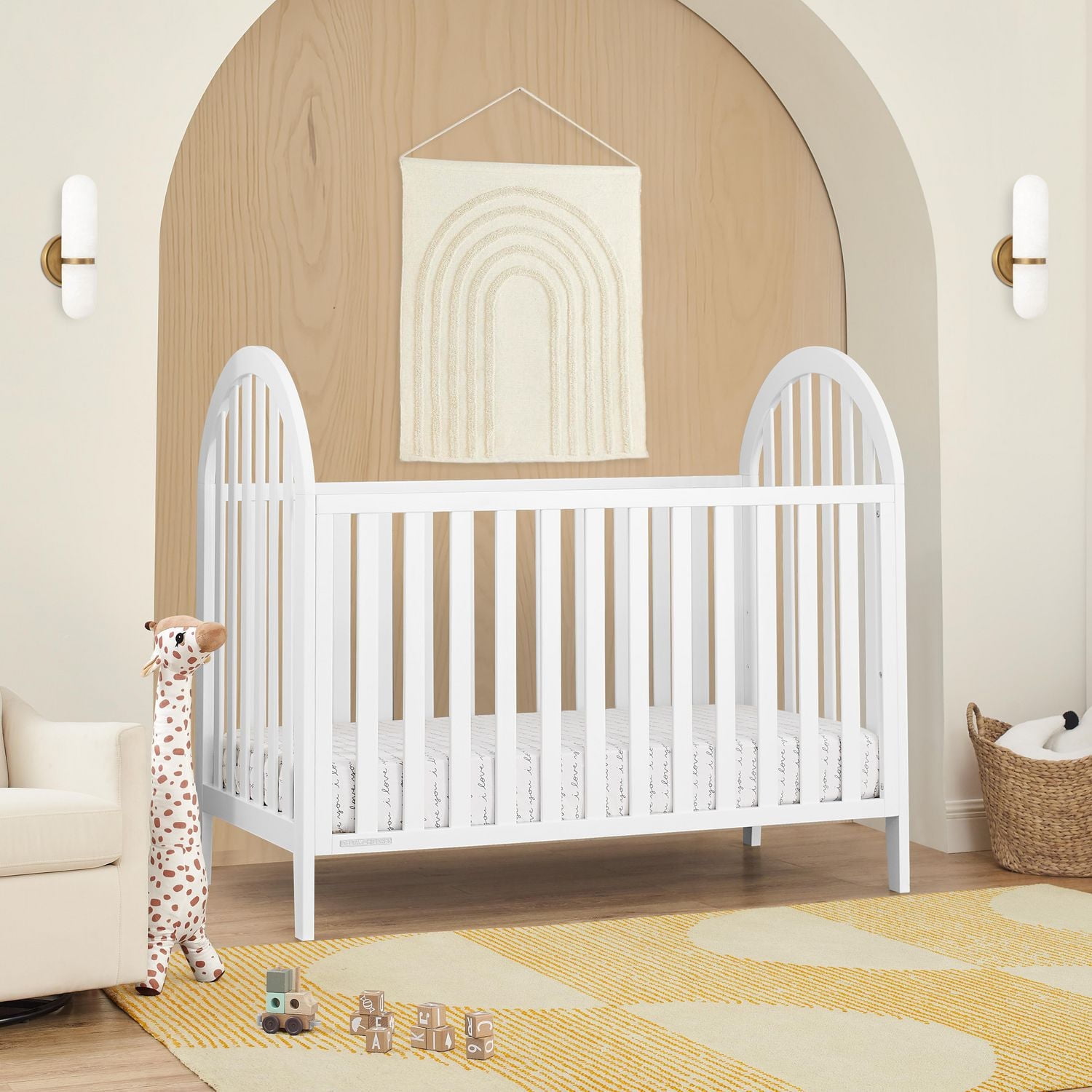 Delta Childern Milano Lit de bébé convertible 4 en 1 – Certifié Greenguard Gold, Bianca White