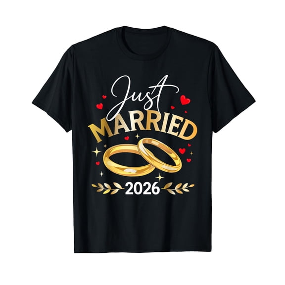 Just Married 2026 Newlyweds Honeymoon Wedding T-Shirt