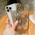 thumbnail image 6 of for iPhone 14 Plus Case Women Cute Bowknot Glitter Rhinestone Bling Plating Luxury Women Girl Phone Case,Shine Diamond Case for iPhone 14 Plus Protective Cover,Clear Gradient Black, 6 of 14