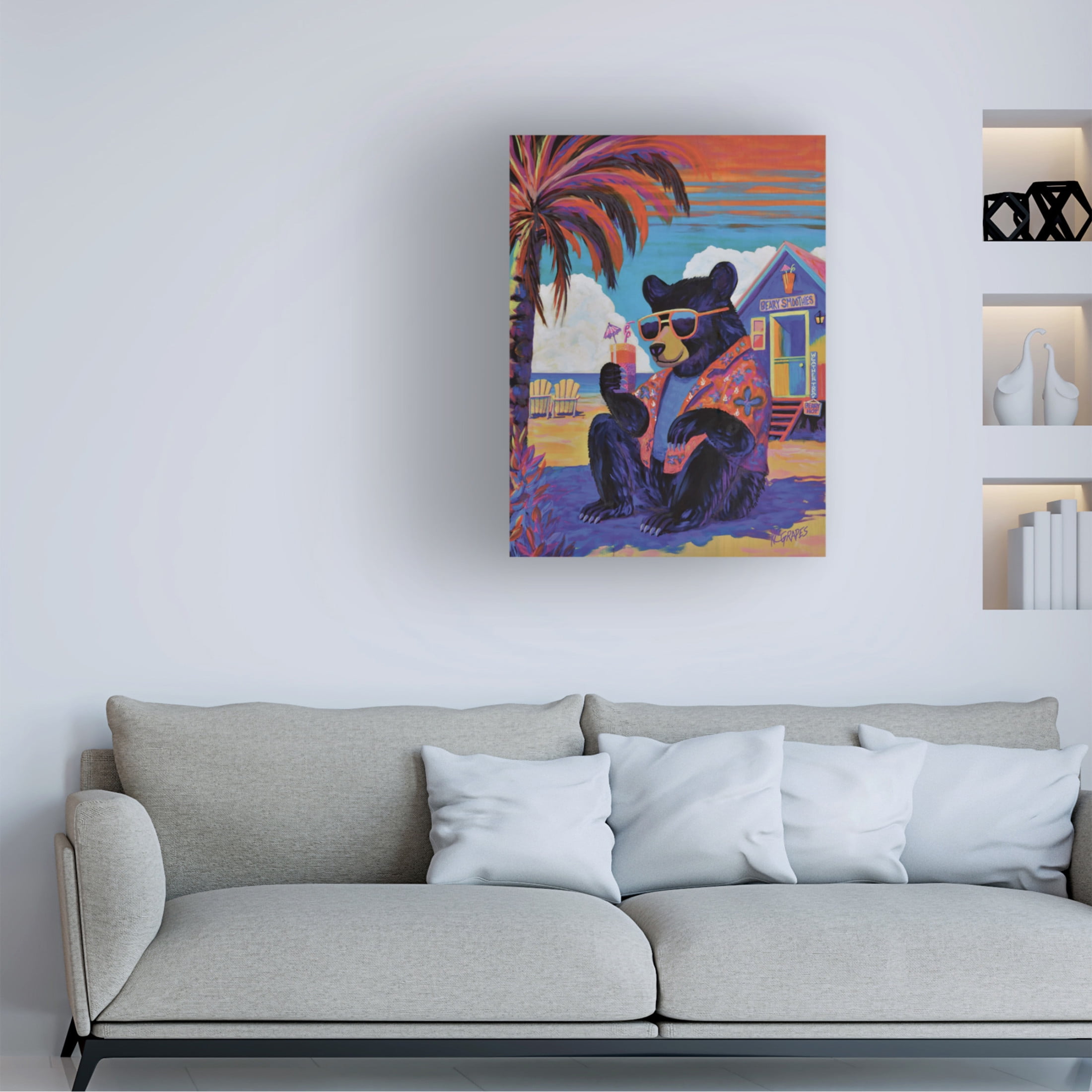 Canvas Wall Art - K.C. Grapes 'Beary Smoothies' Wall Art for Living Room, Bedroom, or Office Décor by Trademark Fine Art - 18 x 24 Inches