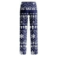 thumbnail image 5 of Dwralegc Christmas Pajama Pants Women Matching Snowflake Printed Winter Drawstring Pajama Bottoms Sleepwear Elastic Waist Comfy Pj Pant Wide Leg Loose Fit Holiday Pants with Pockets Navy M, 5 of 7