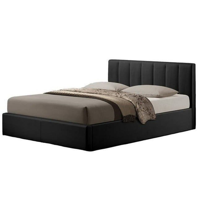 Templemore Faux Leather Upholstered Queen Storage Bed in Black