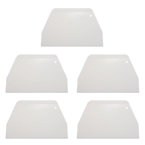 5piezas 19 cm x 12.5cm Raspador Espatula Herramienta de Decoracion Plano Plastico Blanco para Pastel