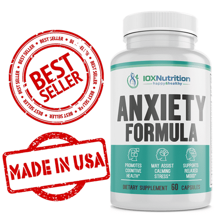 Best Stress Reduction and Anxiety Relief Supplement, Natural Herbal Formula Supporting Calm, Positive Mood, Ashwagandha, L-Theanine, Rhodiola Rosea, Veggie Capsules - 60