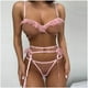 thumbnail image 2 of Conjunto de tres piezas de bikini con liga de encaje sexy rosa para mujer Conjunto de lencería sexy Fridja nalpqowj24560, 2 of 7
