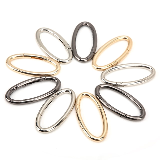 Spring Ring Buckle, 0-Shaped Ring Buckle 9PCS Spring Ring Buckle 0-Shaped Oval Open Bag Chain Hardware Oval Ring Buckle DIY Accessories 3 Colors