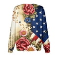 thumbnail image 4 of Plus Size Scrub Jackets for Women 4th Of July Shirts American Flag Printed Nursing Uniform Long Sleeve Crew Neck Nursing Working Uniform with Pockets, 4 of 5