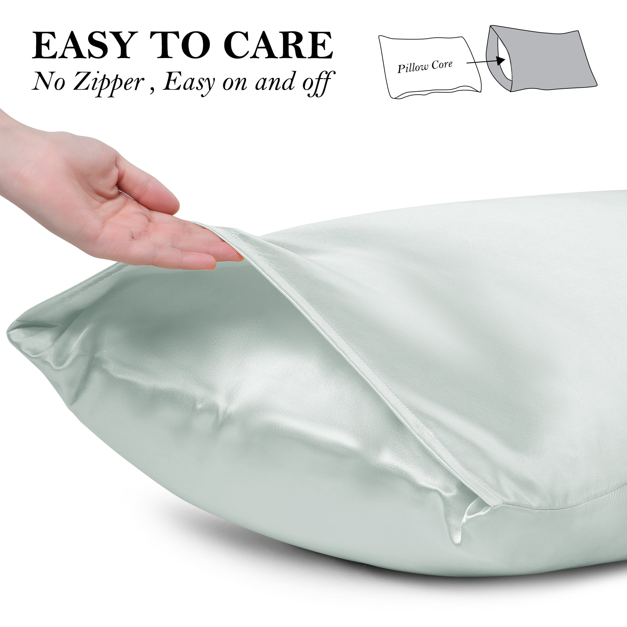 Unique Bargains Set of 2 Durable Soft Enveloped Closure Satin Pillowcase Gray King(20"x36"）