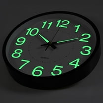 BERGUF 12" Quartz Modern Glow In The Dark Indoor Oversized Wall Clock, Silent Mechanism