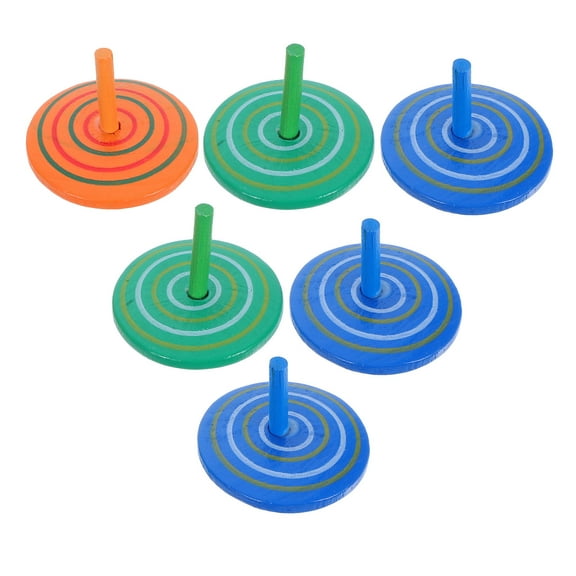 Topbathy Early Learning Toys Tops Timber 6Pack