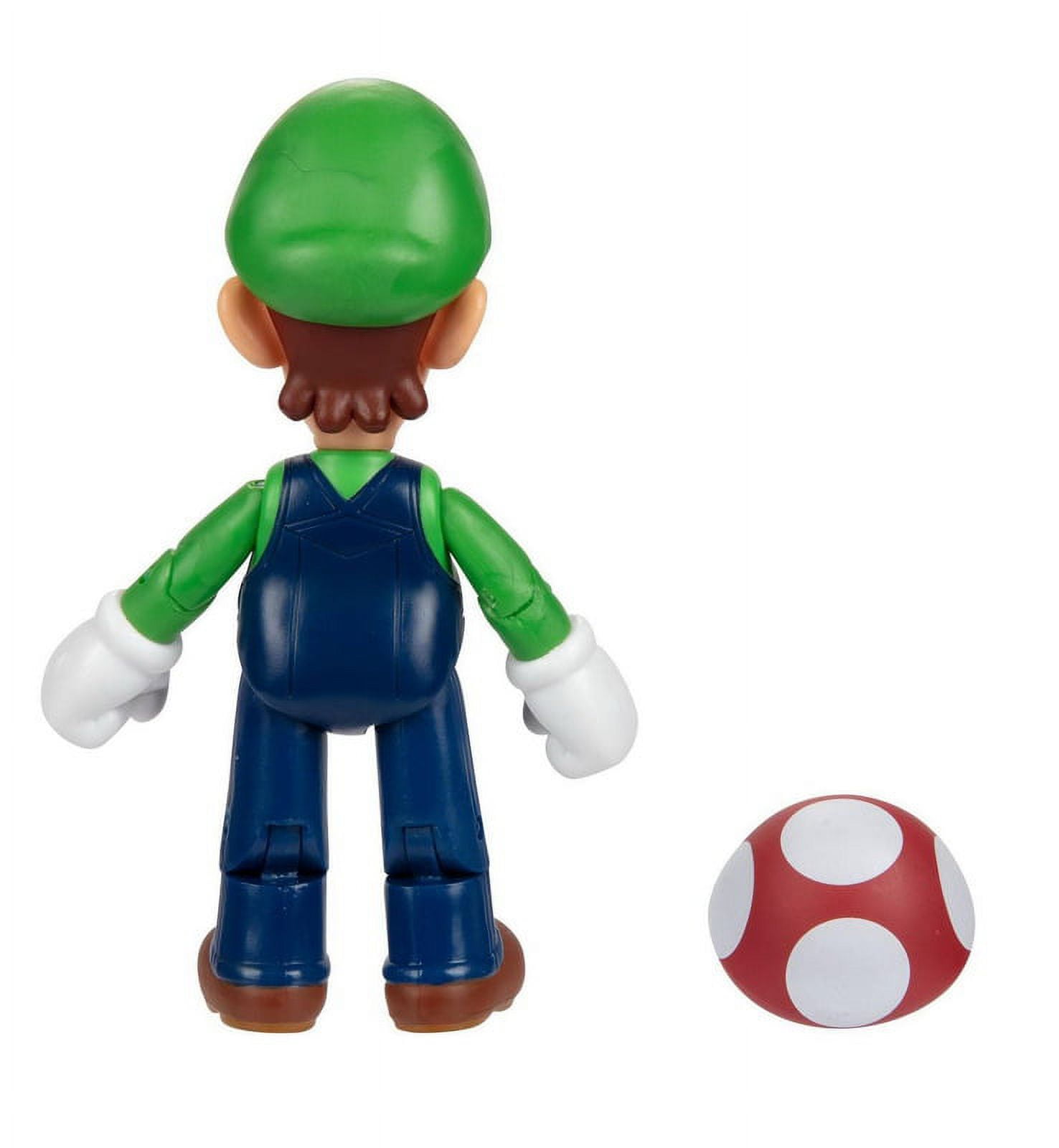Nintendo Super Mario Luigi 4 Inch Action Figure with Red Mushroom Accessory