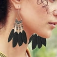 thumbnail image 6 of Feather Earrings for Women Long Vintage Boho Earrings Feather Earrings Black Feather Tassel Earrings Western Bohemian Jewelry for Women, 6 of 6