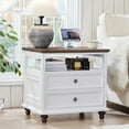 thumbnail image 5 of Nightstand with Charging Station, 1 Shelf & 2 Drawers End Table with USB Charging Ports, Bedside Table for Bedroom, Living Room, White, 5 of 6