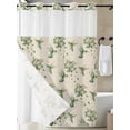 thumbnail image 3 of No Hook Shower Curtain with Snap-in Liner, Summer Botanical Waterproof Fabric Bathroom Curtains, Green Spring Floral Birds Rustic Bath Curtains & Mesh Top Window 72"x84" Long, 3 of 9