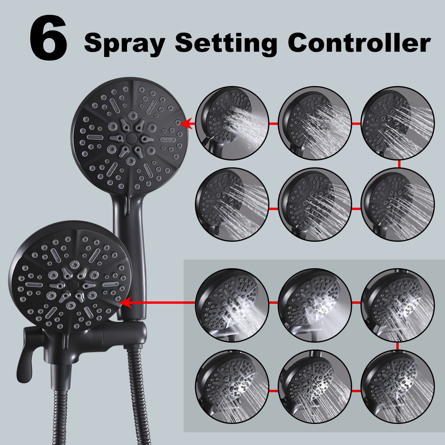 High Pressure 3-Way Rainfall Combo, Rain Showerhead and Hand Held Shower Separately or Together, Comes with Shower Hose, Shower Arm