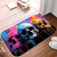 thumbnail image 5 of 1pc Three Skulls Pattern Absorbent Non-Slip Bathroom Thickened Flannel Rug Decor,Soft,Quick Drying,Suitable For Indoor/outdoor Use,Bathrooms,Bedrooms,Kitchens,Terrace,Laundry Rooms,16"x24", 5 of 9