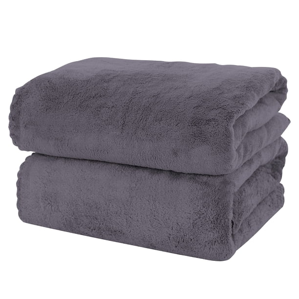 Juego de toallas de baño MOONQUEEN de microfibra de secado rápido, paquete de 2, color gris