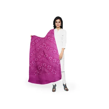 magenta soft cotton kutchi bandhani dupatta