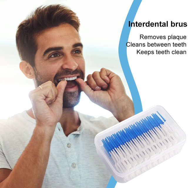Cepillos Interdentales Cepillos Dentales Higiene Dental Oral Herramienta de Limpieza de Dientes (Azul 100PCS)